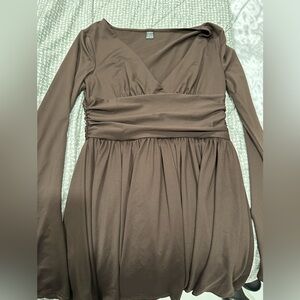 SHEIN Chocolate Long Sleeve Dress